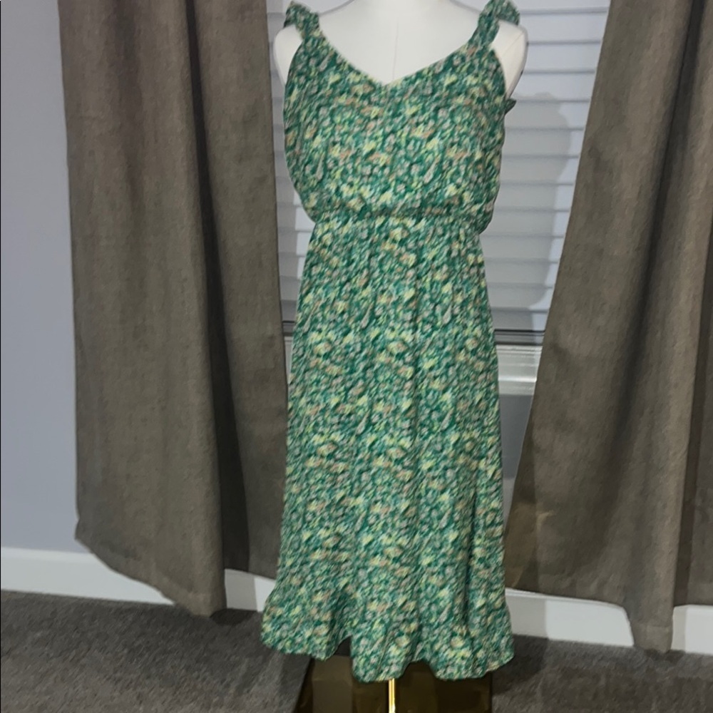 Jessica Simpson Floral Green Sleeveless Dress, Excellent Condition!
